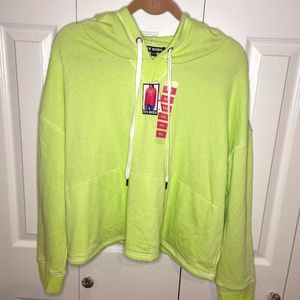 Steve Madden Neon Yellow Sweatshirt Hoodie Pullover w/ Kangaroo Pocket XXL NEW